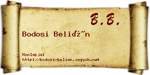 Bodosi Belián névjegykártya